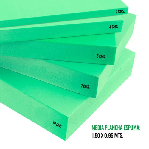Media Plancha de Espuma de Alta Densidad 1,50 x 0,95 mts.